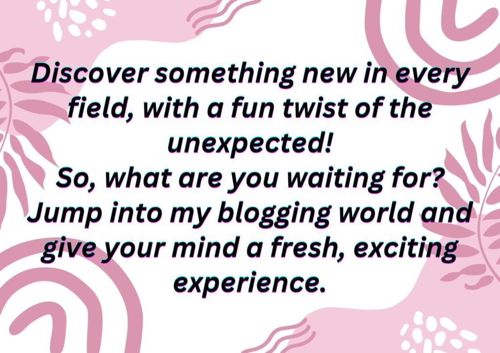 Discover new topics with a fun twist – creative blogging invitation message on a pink abstract background.
