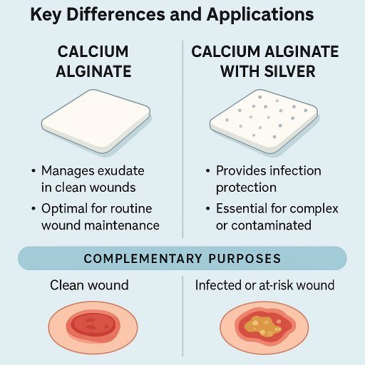 Comparison of calcium alginate and silver alginate dressings for wound care applications.